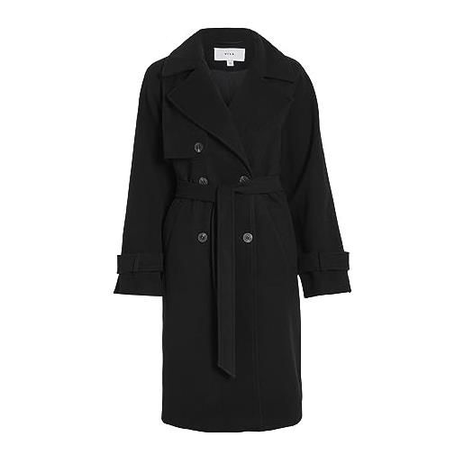 Vila Vilandra l/s coat/su/1 cappotto, nero, 44 donna