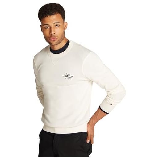 Tommy Hilfiger uomo pullover graphic cotton scollo rotondo, avorio (ivory petal), xl