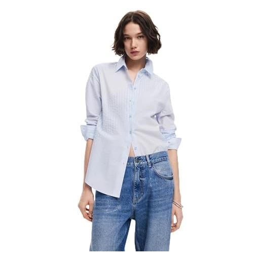 Desigual maglietta da donna a maniche lunghe blouse, blu, s