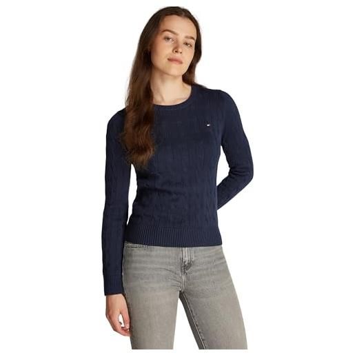 Tommy Hilfiger donna pullover co cable scollo rotondo, blu (vessel blue), xxl