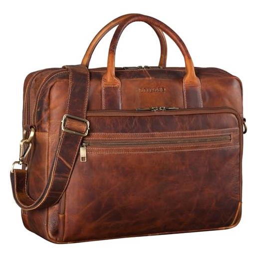 STILORD 'dawson' cartella porta pc pelle borsa lavoro a tracolla portadocumenti per ufficio business università ventiquattrore borsa 24 ore in cuoio vintage, colore: prestige - marrone