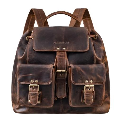 STILORD 'larissa' zaino donna vintage in pelle zainetto a4 per pc tablet mac. Book 13,3 pollici casual retrò in vera pelle, colore: soria - marrone