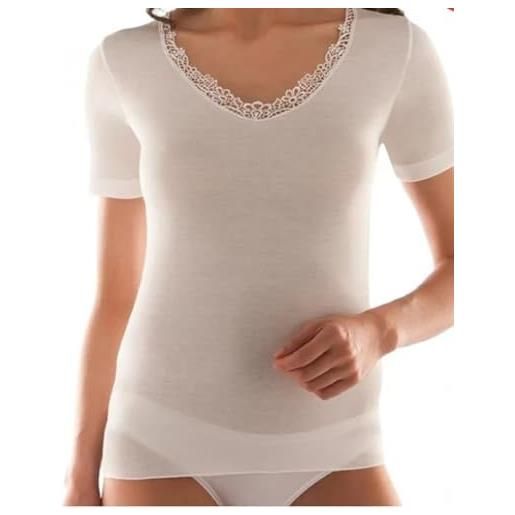 EGI - Maglia manica lunga pizzo macramè a costina - Intimo donna - Misto Lana Merinos - 307