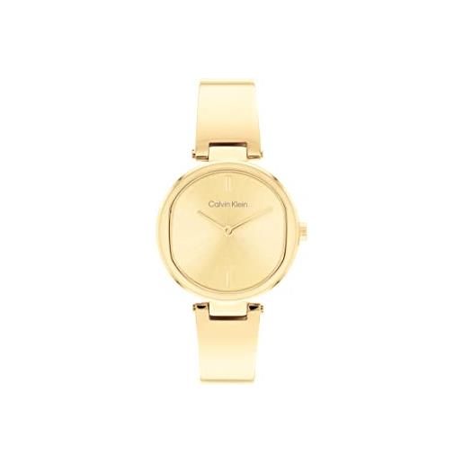 Calvin Klein orologio analogico al quarzo da donna collezione ck elevated con cinturino in acciaio inossidabile di colore dorato - 25200309