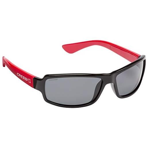 Cressi ninja sunglasses, occhiali ultra. Flex sportivi da sole polarizzati con protezione uv 100% unisex-adulto, rosso/nero-lente fume', taglia unica