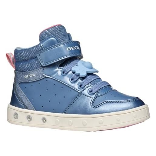 Geox j skylin girl b, scarpe da ginnastica, dk sky/lt coral, 33 eu