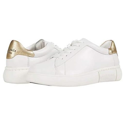 Kate Spade New York lift, sneaker da donna stringate, bianco (optic white)/oro chiaro, 41 eu