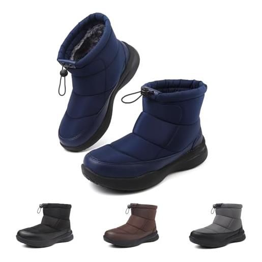 Hanani stivali da neve uomo invernali stivaletti foderato in pelliccia scarpe comodo antiscivolo caviglia boots grigio scuro 43eu