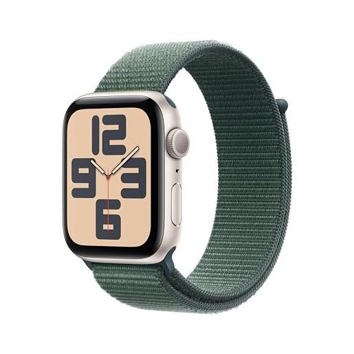 Apple watch se (2ª gen. ) gps 44 mm smartwatch con cassa in alluminio galassia e cinturino sport loop verde lago. Tracker per fitness e sonno, app battito, rilevamento incidenti, carbon neutral