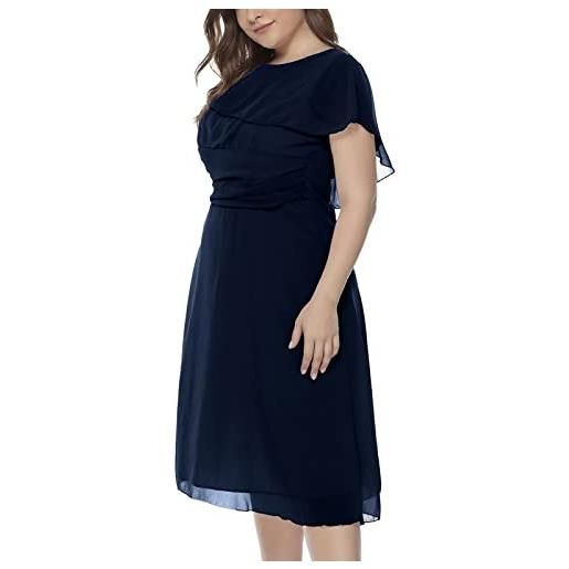 Mobanna vestito elegante donna lungo abito da sera - retrò per matrimoni e cocktail party vestiti lunghi cerimonia abiti gonna evening manica corta scollo a v a-linea con cintura