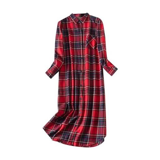 Generic vestaglia sexy donna cardigan in velluto di cotone extra lungo autunno e inverno da donna camicia da notte donna taglie forti (red, xxl)