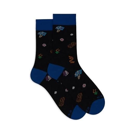 Gallo calze corte uomo grigio fantasia carte e dadi