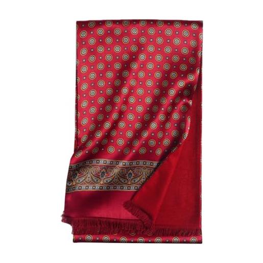 XUYUZUAU sciarpa da uomo in seta 100% seta con fodera in seta spazzolata scaldacollo con nappe autunno inverno, rosso rame. , 168*25cm