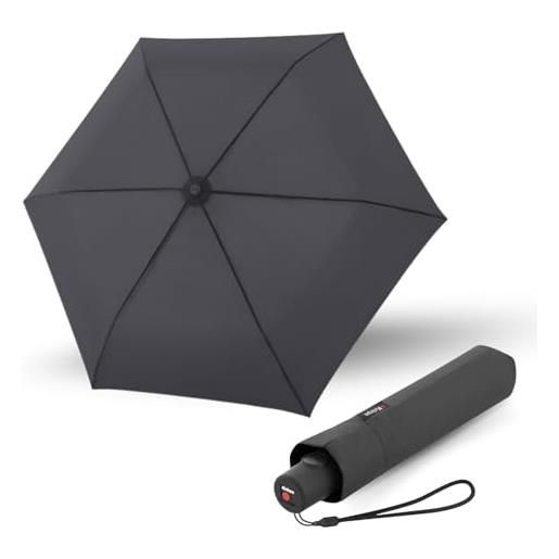 Knirps ombrello c. 250 light duomatic grigio scuro con borsa portaombrelli, ombrello tascabile con funzione duomatic, apertura-chiusura automatica, ombrello tascabile con pulsante, ombrello automatico