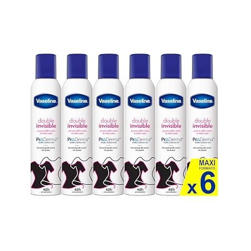 Vaseline double invisible anti-traspirante per donna 250 ml | 48h sweat protection & long-lasting freshness pacco da 6