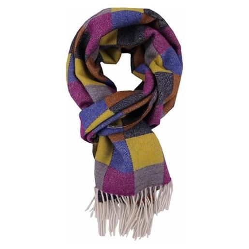 Rotfuchs sciarpa di lana da uomo, sciarpa invernale a quadri, multicolore in 100% lana, made in germany, multicolore, 180 x 37 cm
