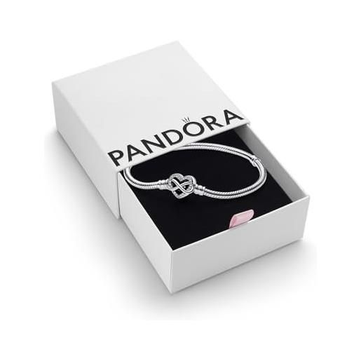 PANDORA bracciale moments in maglia snake in argento sterling con chiusura a forma di cuore con simbolo dell'infinito con zirconi cubici trasparenti, 20