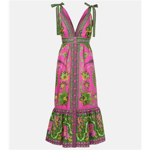 Farm Rio abito midi ana tapestry pink in cotone