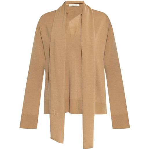 By Malene Birger top in maglia con sciarpa - marrone