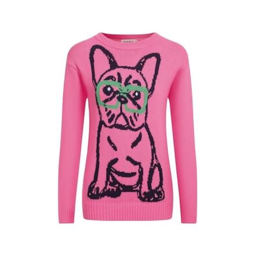 OXKnitstore oxknit - maglia da donna a maniche lunghe, in cotone, casual, a maglia, da donna, frenchie rosa caldo, m