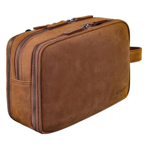 Walter Ossedio Beauty Case Uomo In Pelle - Trousse Da Viaggio Con Fodera Impermeabile, 15x25x11cm - 5