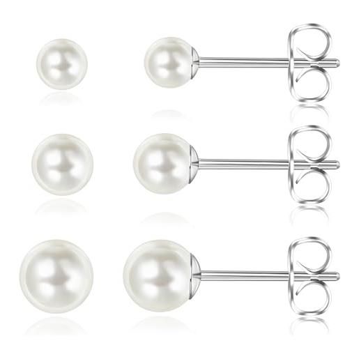 Candyfancy orecchini in titanio ipoallergenici con perle g23, da donna, in titanio, 4/5/6/7/8 mm, verschiedene größen, titanio, non pietra preziosa