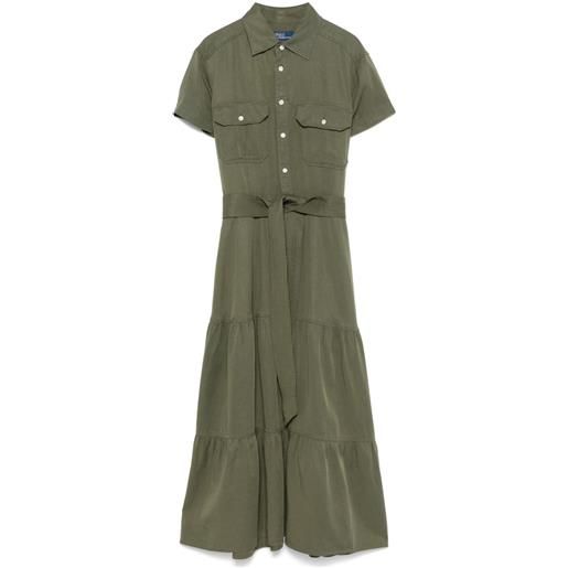 Polo Ralph Lauren abito midi con balze - verde