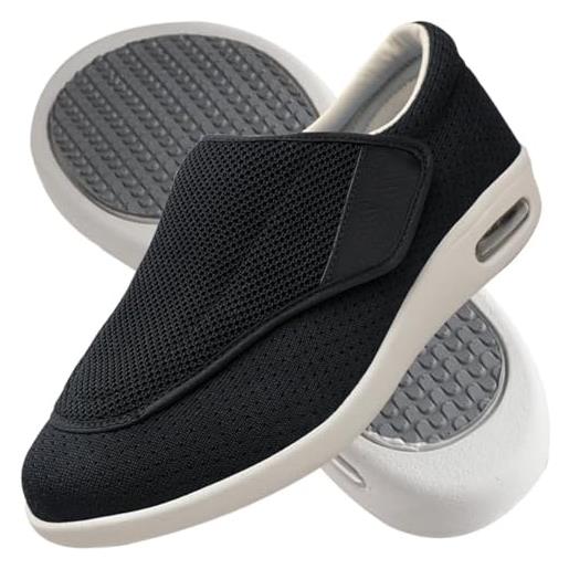 AZMAHT pantofole regolabili diabetiche sandali edema scarpe gonfiabili traspirante pantofole elder di le scarpe regolabili larghe diabetiche artrite edema piedi scarpe unisex adulto. Taglia, nero, 44.5eu