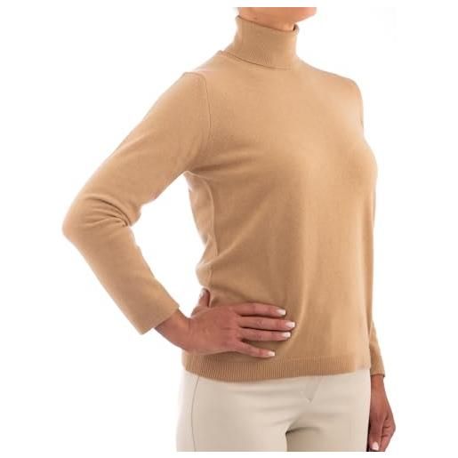 Cashmere Zone-dolcevita maglia donna pullover invernale manica lunga collo alto caldo in 10% cashmere 40% lana, 30% viscosa e 20% poliamide (xl, cammello)