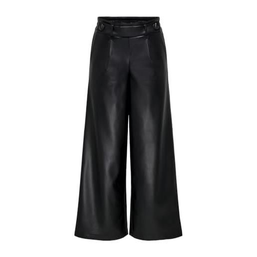 ONLY onlbina-pantaloni larghi in pelle, nero, (s) w x 32l donna