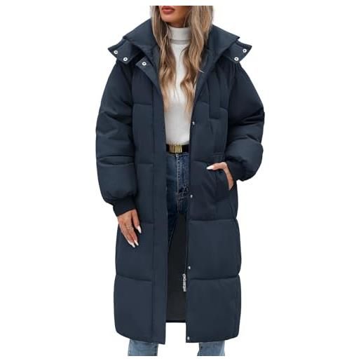 RITOSTA giubbotto donna invernale lungo cappotto imbottito giacca trapuntata giubbino puffer coat jacket elegante cappotti piumino invernali parka autunno con cappuccio zip e tasche (verde, m)