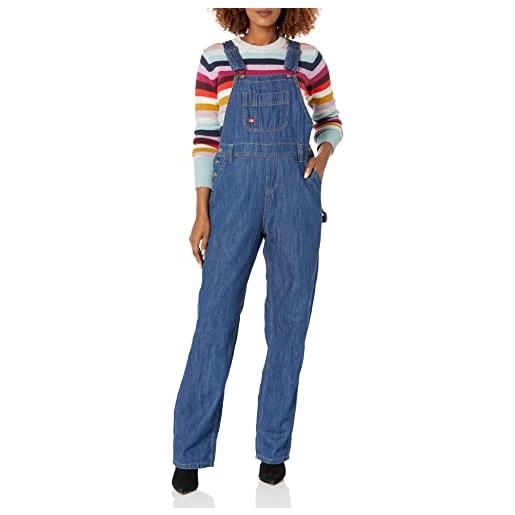 Dickies donna, salopette comoda bib dal taglio dritto, stonewash medio, l