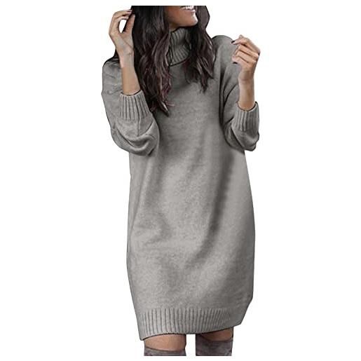 MJGkhiy maglioni vestito donna invernali curvy vestiti in maglia elegante vita alta bodycon abito vestiti di lana caldo abiti da cocktail casual collo alto capodanno dress abbigliamento saldi