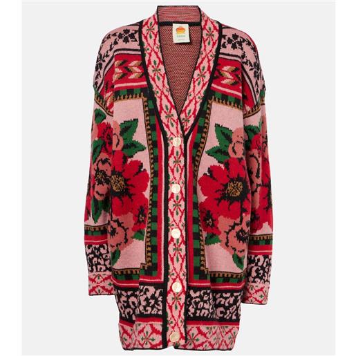 Farm Rio cardigan flower tapestry con intarsio