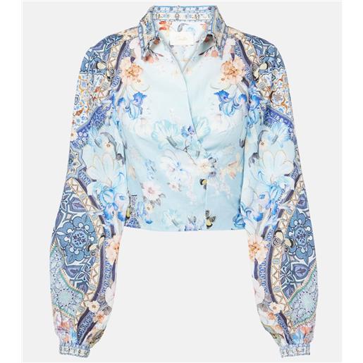 Camilla top a portafoglio in lino con stampa