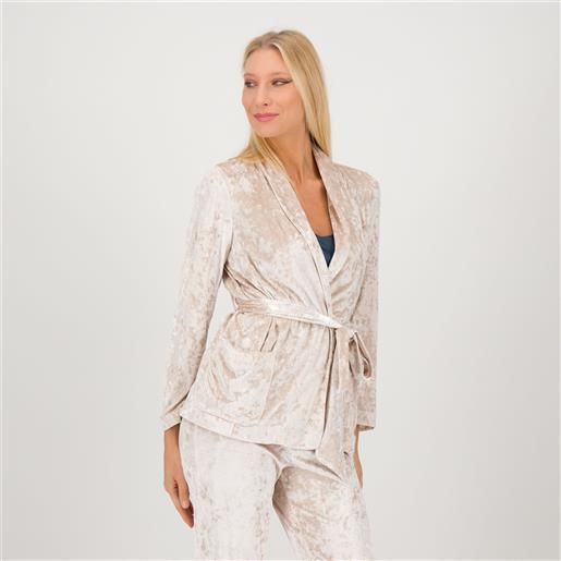 Palazzo Moda giacca vestaglia in ciniglia martellata con collo a scialle