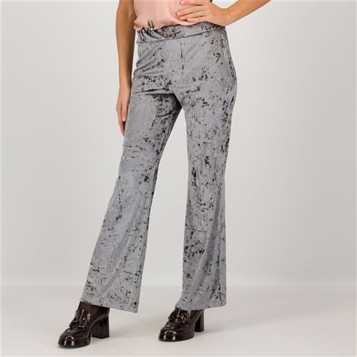 Palazzo Moda pantaloni lunghi in ciniglia martellata svasati al fondo