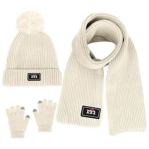 ShuoBeiter 3-10 anni bambini ragazze inverno maglia cappello sciarpa guanti set, foderato in pile bambini cappello sciarpa guanti set (yellow)