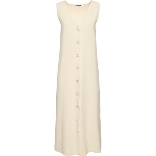JIL SANDER vestito midi in maglia di misto cotone a costine