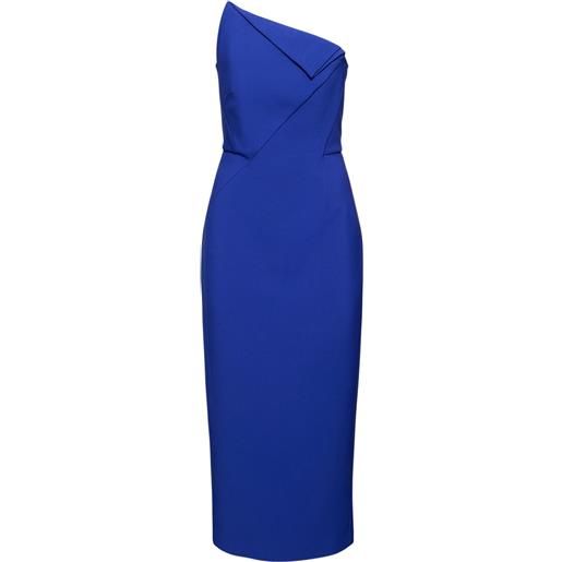ROLAND MOURET abito midi asimmetrico in crêpe senza spalline