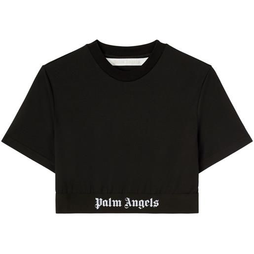 Palm Angels t-shirt crop con logo - nero