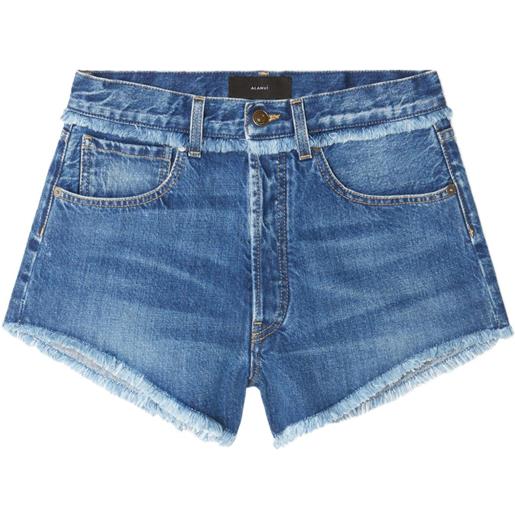 Alanui shorts denim con frange - blu