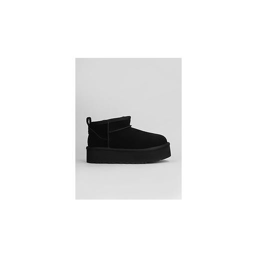 Ugg Kids tronchetti tacco basso classic ultra mini p in camoscio nero