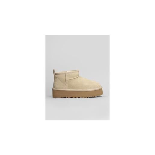 Ugg Kids tronchetti tacco basso classic ultra mini p in camoscio beige