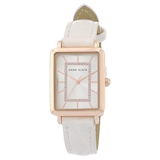 Anne Klein - orologio da donna con cinturino effetto coccodrillo, impreziosito da cristalli, ak/3823, avorio/oro rosa
