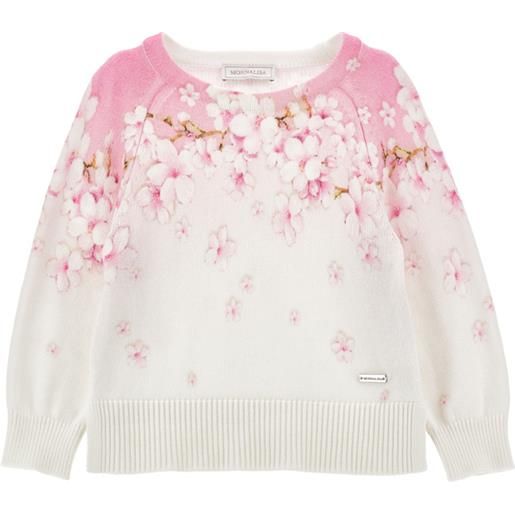 Monnalisa pull cotone viscosa fiori di pesco