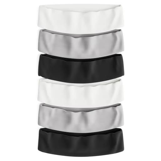 greate set di 6 fascia capelli donna sport - fasce capelli bambina - fascia capelli nera, bianco & grigio - fascia sportiva da donna, fascia elastica capelli, fascia basket, headband, fascia per testa