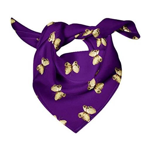 Bimba foulard in pura seta stampata foulard scollato con bandane per donne viola scuro 40 x 40