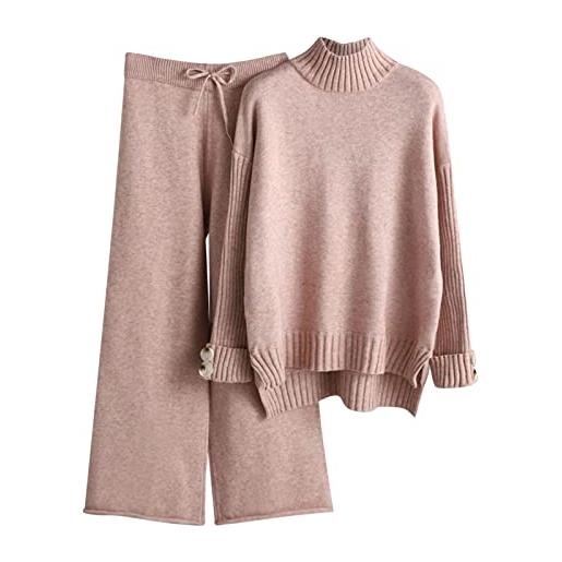 Yekdmxop tailleur elegante donna taglie forti tuta alla moda classico completo curvy elegante casa inverno invernali maglione e pantaloni