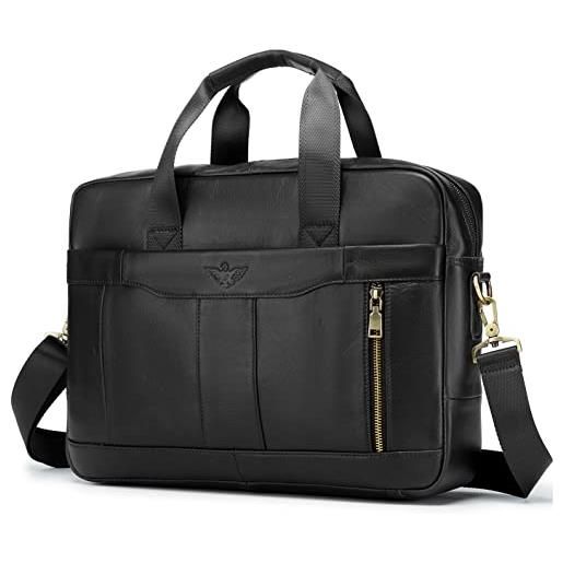 SPAHER valigetta porta pc 15,6 pollici uomo, borsa in pelle per notebook, ventiquattrore 24 ore, cartella portadocumenti da ufficio lavoro, regalo